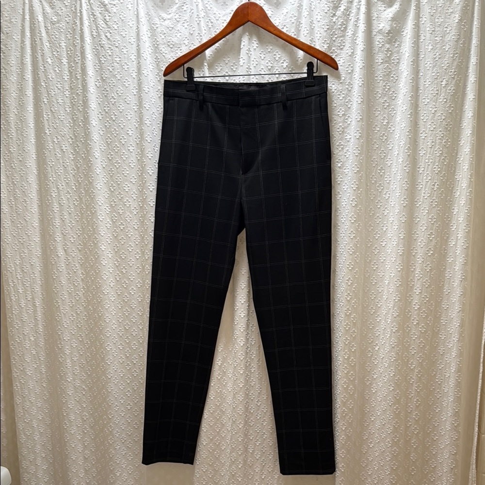 H&M Slim Fit Men's Black Checkered Suit Pants